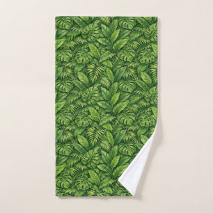 Modern Tropical Leaves Seamless Pattern Hand Towel