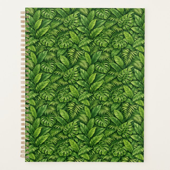 Modern Tropical Leaves Seamless Pattern Planner (Front)