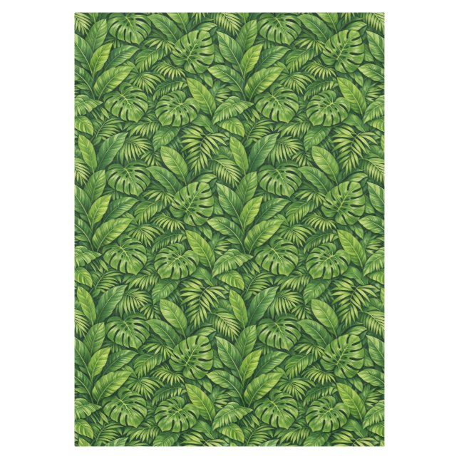 Modern Tropical Leaves Seamless Pattern Tablecloth (Front)