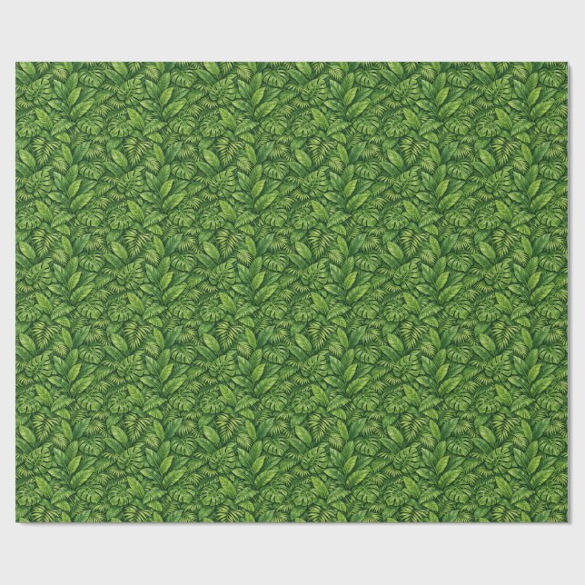Modern Tropical Leaves Seamless Pattern Wrapping Paper (Flat)