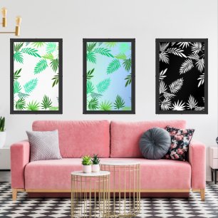 modern tropical leaves summer vacation hawaii wall art sets