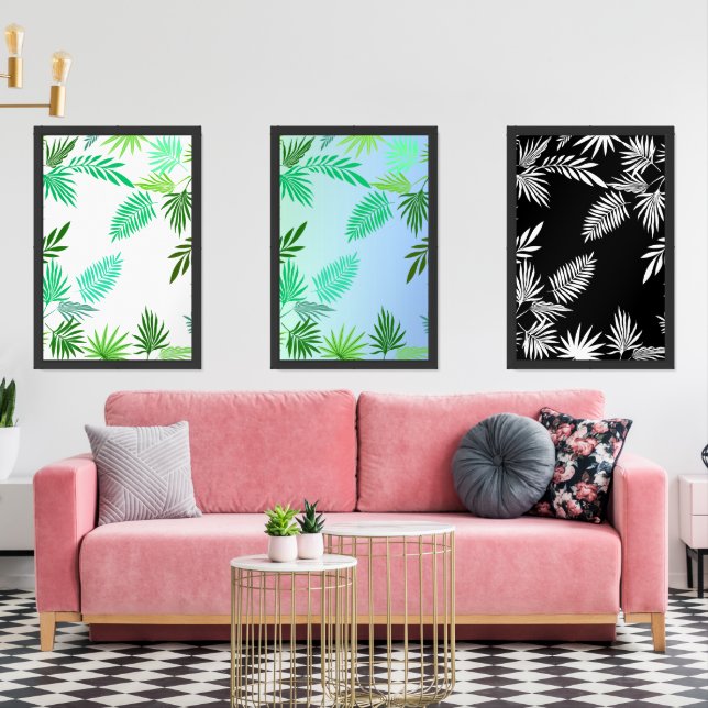 modern tropical leaves summer vacation hawaii wall art sets (Livingroom)