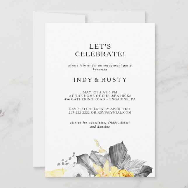 Modern Tropical Let's Celebrate Invitation (Front)