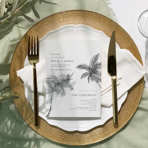 Modern Tropical Minimalist Wedding Program