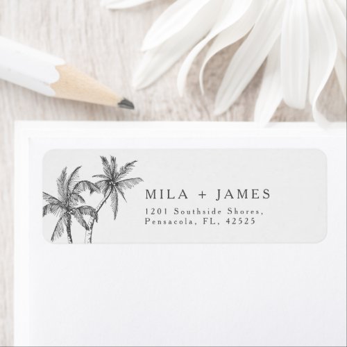 Modern Tropical Minimalist Wedding Return Address Label