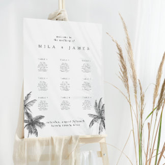 Modern Tropical Minimalist Wedding Seating Chart Foam Board
