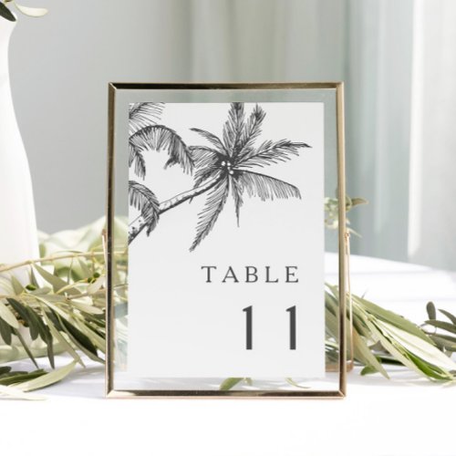 Modern Tropical Minimalist Wedding Table Number