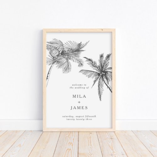  Modern Tropical Minimalist Wedding Welcome Poster