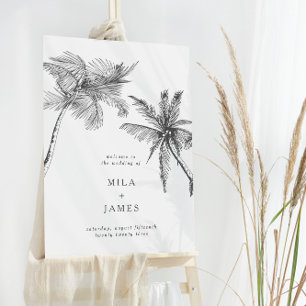 Modern Tropical Minimalist Wedding Welcome Sign
