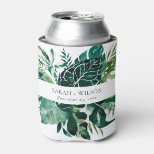 Palm Leaves Personalized Slim Can Cooler