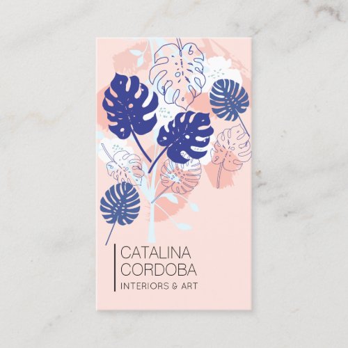 Modern Tropical Monstera Leaf Pattern Designer III Business Card