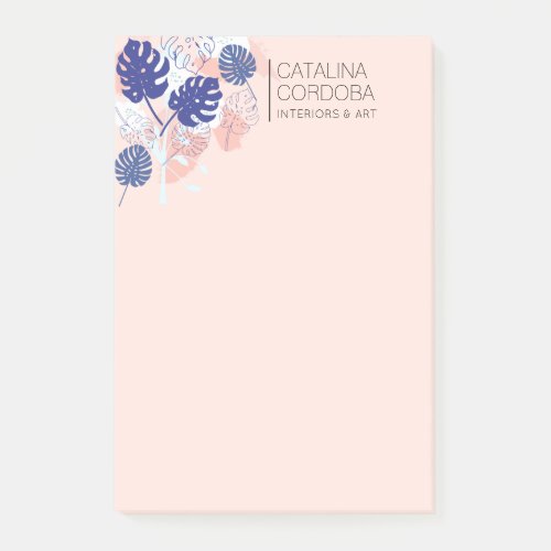 Modern Tropical Monstera Leaf Pattern Peach Post_it Notes