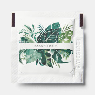 Modern Tropical Monstera Palm Green Foliage Leaves Hand Sanitizer Packet