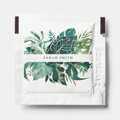 Modern Tropical Monstera Palm Green Foliage Leaves Hand Sanitizer Packet