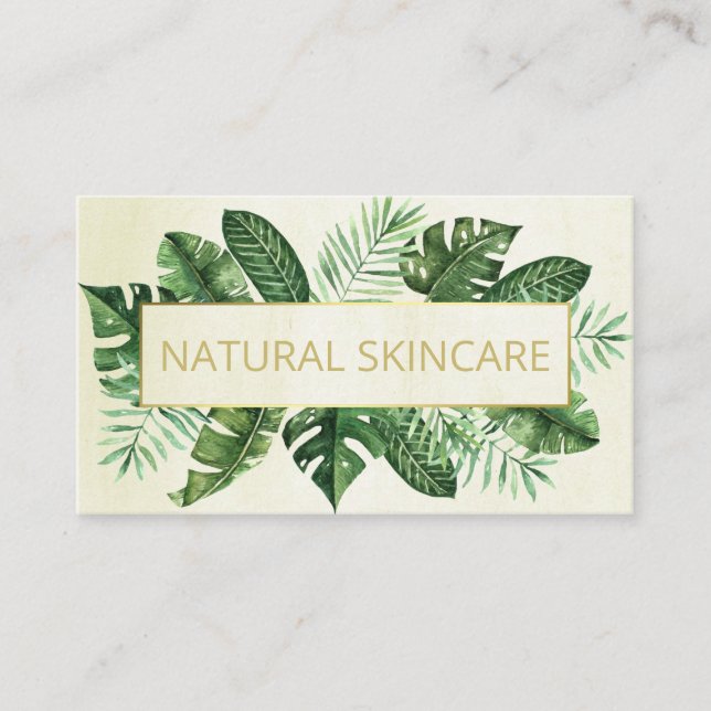 Modern Tropical On Beige Organic Spa Soap Skincare Business Card (Front)