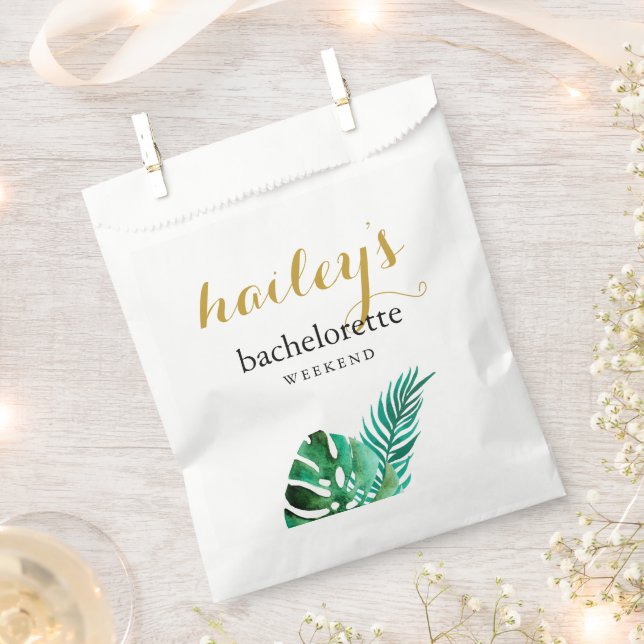 Modern Tropical Palm Bachelorette Weekend Favor Bag (Clipped)
