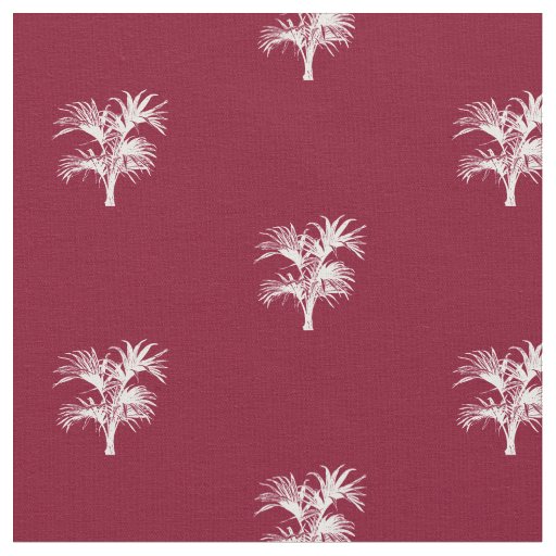 Modern Tropical Palm burgundy White Pattern Fabric
