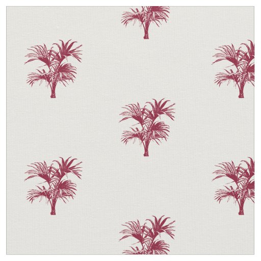 Modern Tropical Palm burgundy White Pattern Fabric
