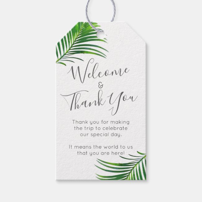 Modern Tropical Palm Greenery Beach Wedding Favor Gift Tags