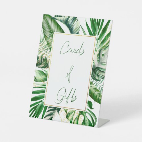 Modern Tropical Palm Leaf Frame Cards  Gifts  Pedestal Sign