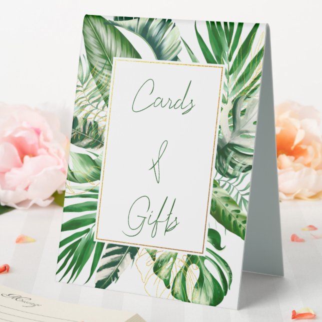 Modern Tropical Palm Leaf Frame Cards & Gifts  Table Tent (In SItu (Wedding))