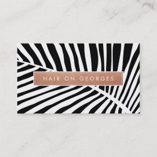MODERN TROPICAL PALM LEAF logo trendy rose gold Business Card