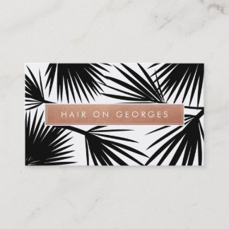 MODERN TROPICAL PALM LEAF logo trendy rose gold Business Card