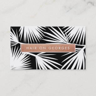 MODERN TROPICAL PALM LEAF logo trendy rose gold Business Card