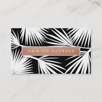 MODERN TROPICAL PALM LEAF logo trendy rose gold Business Card