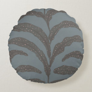 Modern Tropical Palm Leaf Pattern Charcoal Blush Round Pillow