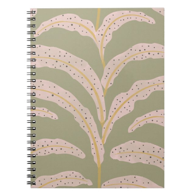 Modern Tropical Palm Leaf Pattern Sage Blush  Notebook (Front)