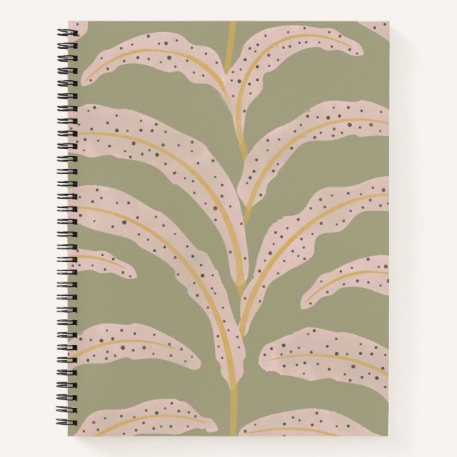 Modern Tropical Palm Leaf Pattern Sage Blush  Notebook (Front)