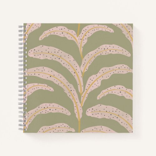 Modern Tropical Palm Leaf Pattern Sage Blush Notebook