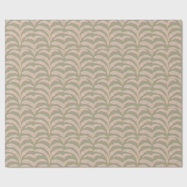 Modern Tropical Palm Leaf Pattern Sage Blush  Wrapping Paper (Flat)