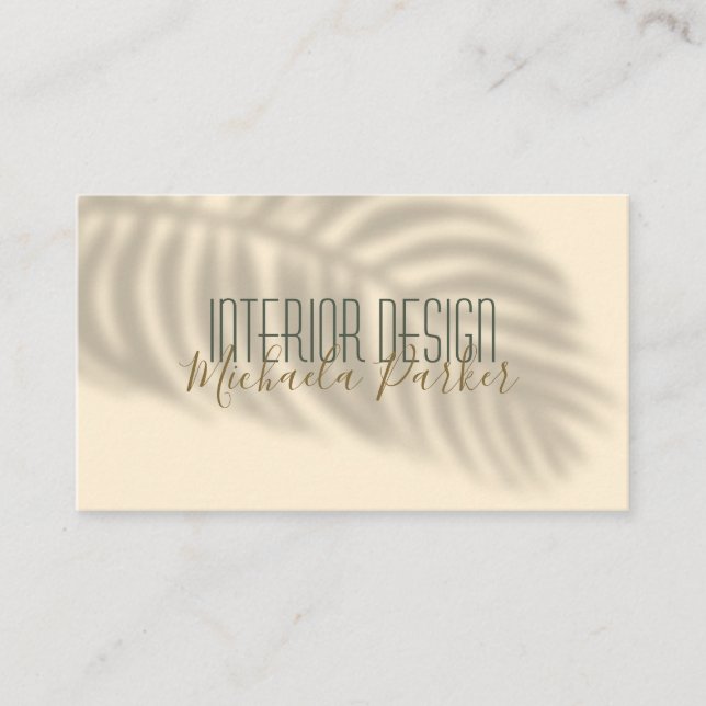 Modern Tropical Palm Leaf Shadow Business Card (Front)