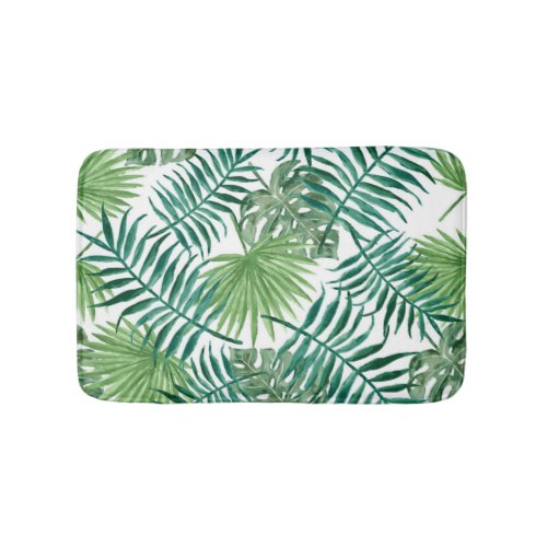 Modern Tropical Palm Leaves Beach Greenery Bath Mat