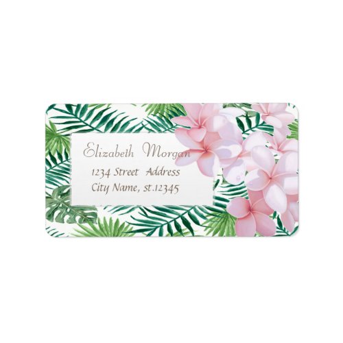 Modern Tropical Palm LeavesTropical Flowers Label