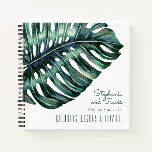 Modern Tropical Palm Monstera Beach Guestbok Notebook