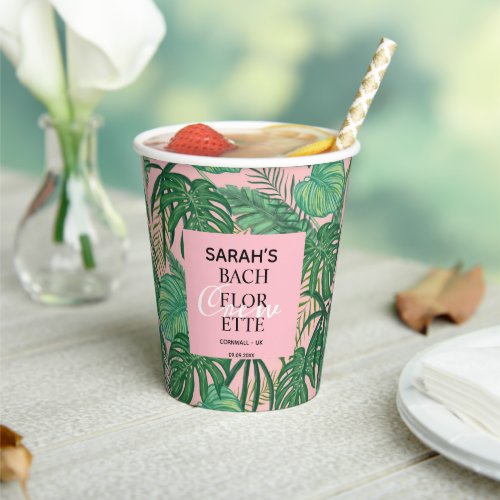 Modern Tropical Palm Pink Bachelorette  Paper Cups