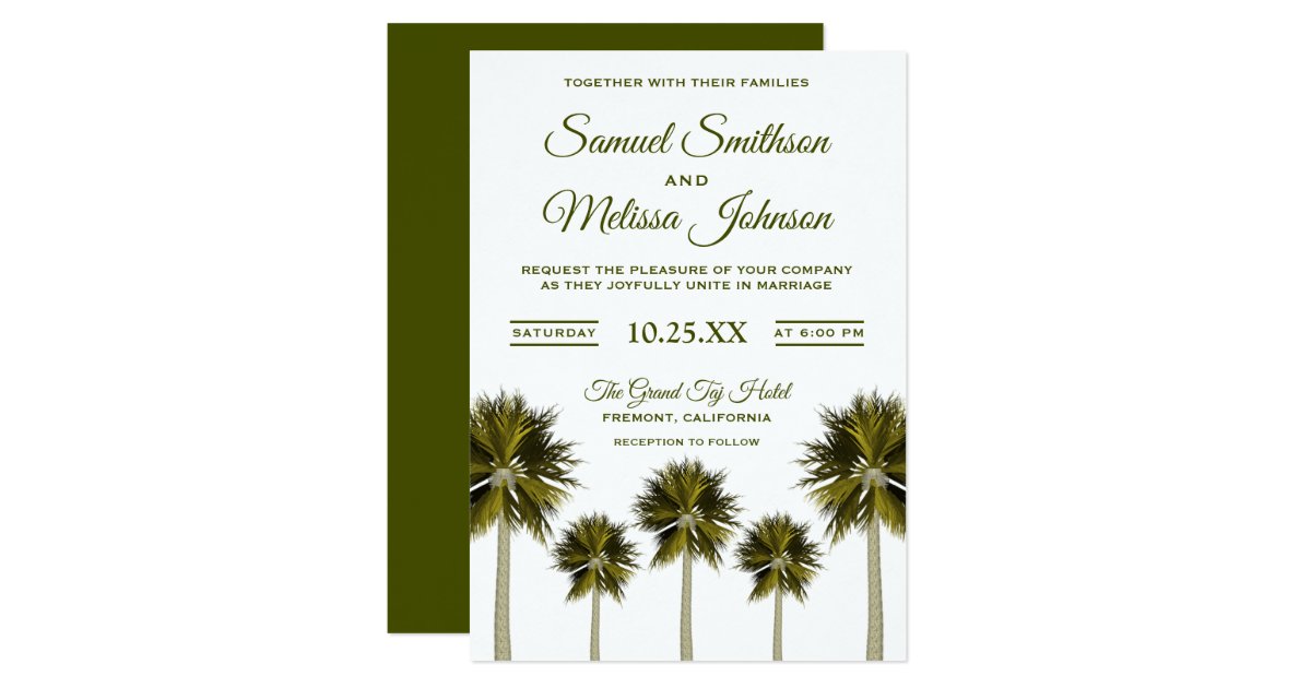 Modern Tropical Palm Tree Beach Wedding Invitation Zazzle Com