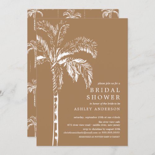 Modern Tropical Palm Tree Bridal Shower Invitation