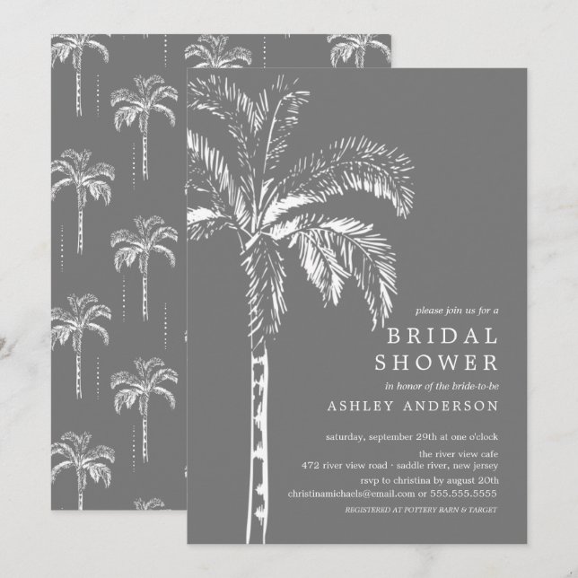 Modern Tropical Palm Tree Bridal Shower Invitation (Front/Back)