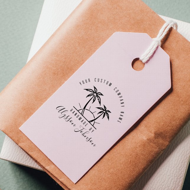 Modern Tropical Palm Tree Custom Name Handmade Rubber Stamp (Creator Uploaded)