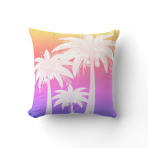Modern Tropical Palm Tree Leaf Pink Purple Sunset