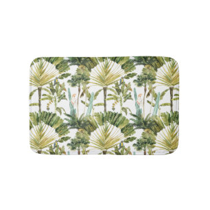 Modern Tropical Palm Tree Pattern Bath Mat