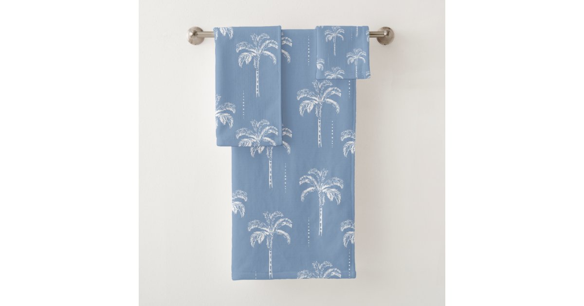 Modern Tropical Palm Tree Pattern Bath Towel Set