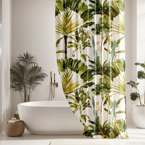 Modern Tropical Palm Tree Pattern Shower Curtain