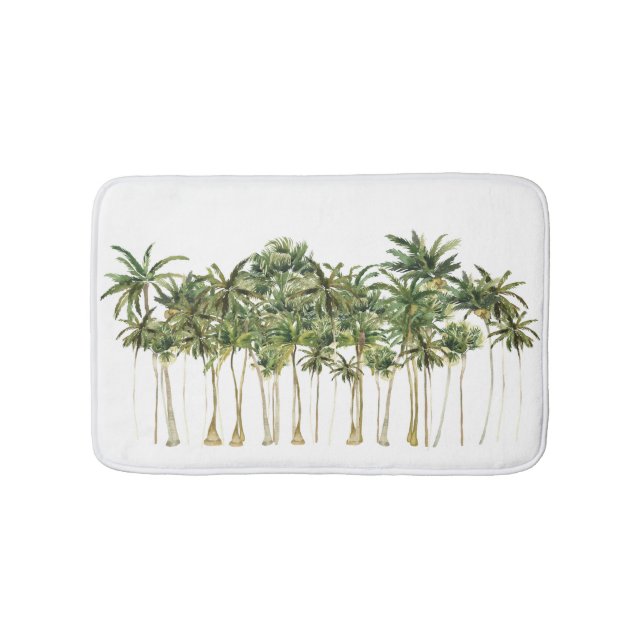 Modern Tropical Palm Trees Bath Mat (Front)
