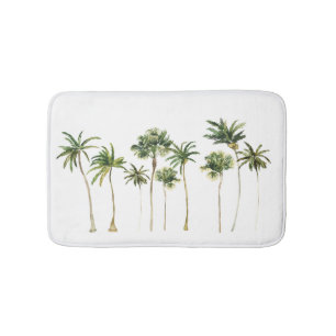 Modern Tropical Palm Trees Bath Mat