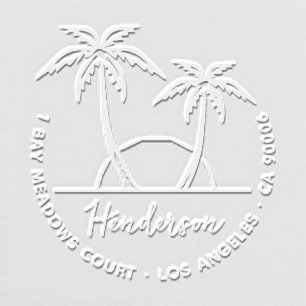Modern Tropical Palm Trees Custom Return Address Embosser